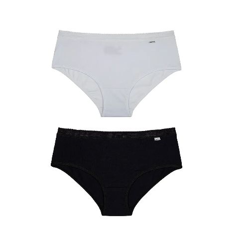 Pack Bombacha Cotton Leve - Negro/Blanco