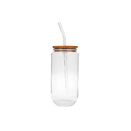 VASO C/TAPA BAMBÚ 450ML - VIDRIO-Y-MADERA TRANSPARENTE A109 278320