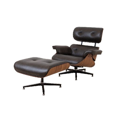 BUTACA C/PUFF - 1 CUERPO CUERO-100-NATURAL NEGRO EAMES 236967001