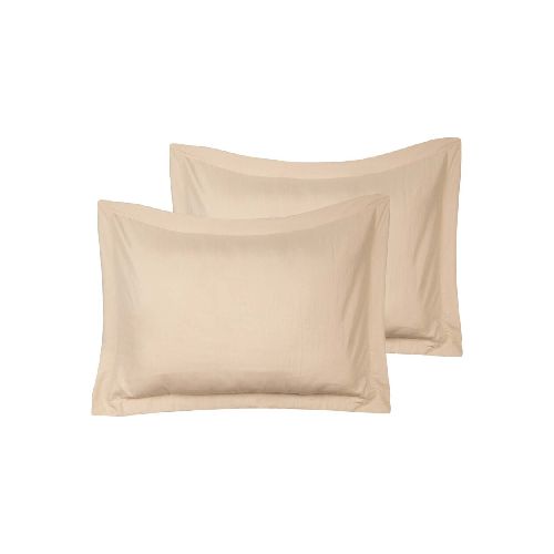 SET 2 FUNDAS DE ALMOHADA - POLIESTER MARRON PREWASHED MIEL 275491003