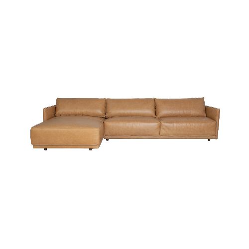 SILLÓN C/CHAISE IZQUIERDO - 3 CUERPOS CUERO-100-NATURAL MARRON ROMEO TP3 LA PAZ CAMEL 260494001