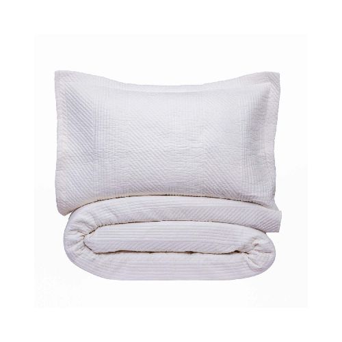 SET CUBRECAMA - 2 PLAZAS ALGODON BLANCO COTTON STRIPES 275501002