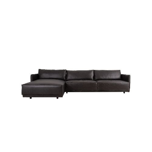 SILLÓN C/CHAISE IZQUIERDO - 3 CUERPOS CUERO-100-NATURAL NEGRO ROMEO TP3 LA PAZ 260494002