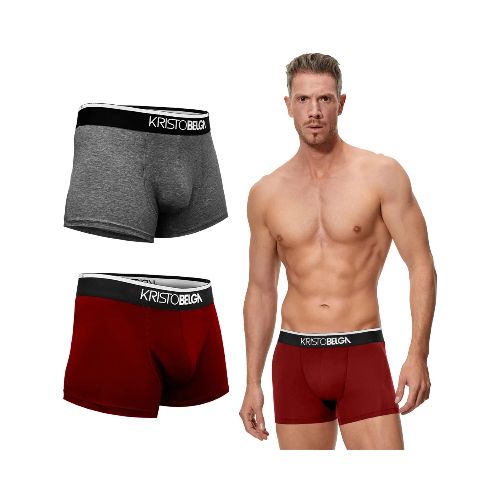 Boxer de Hombre KristoBelga BOXER Pack X 2 - Rojo Ladrillo - Gris - KristoBelga - 053.023027550 — Stadium