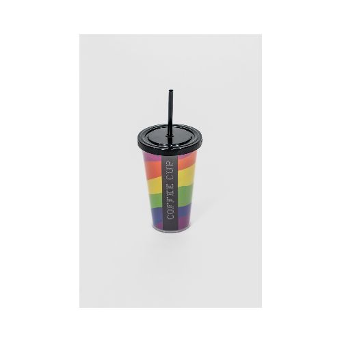 Vaso Con Tapa + Sorbito Arcoiris - Estampado 1