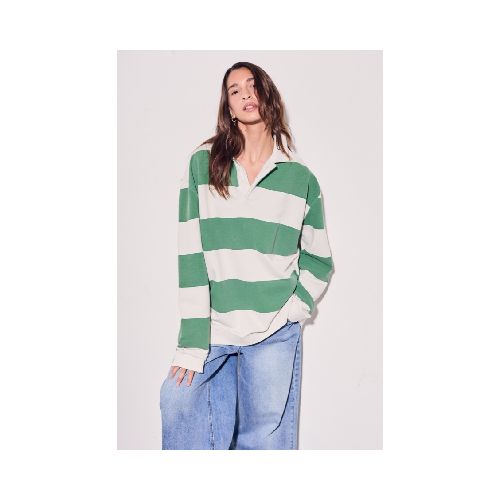 Sweater Polo Rayas - Verde