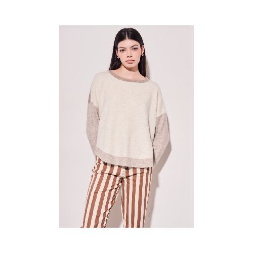 Sweater Color Block - Beige Melange