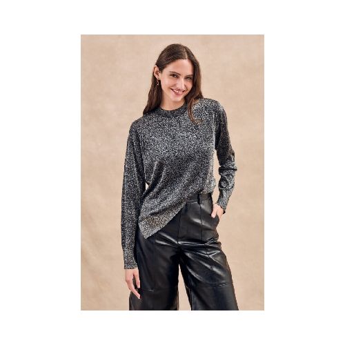 Sweater Texturado Lurex - Negro