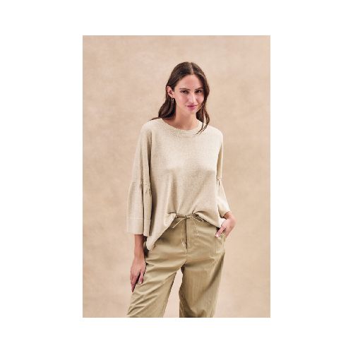 Sweater Manga Volados Lurex - Beige Melange