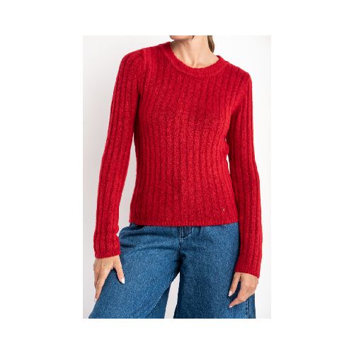 Sweater Grueso Acanalado - Rojo