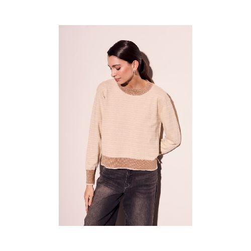 Sweater Rayado Lurex - Nácar