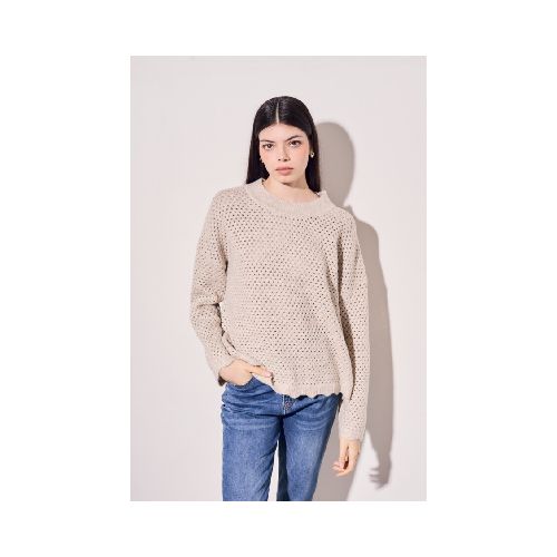 Sweater Texturado Lurex - Beige Melange