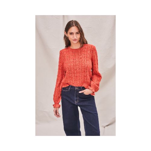 Sweater Lana Texturado Lurex - Ladrillo