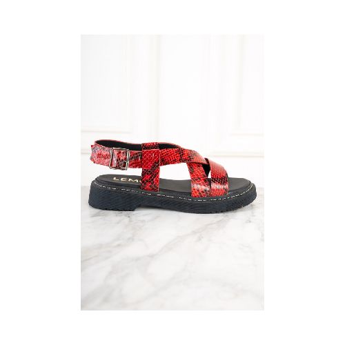 Sandalia Snake Animal Print - Rojo