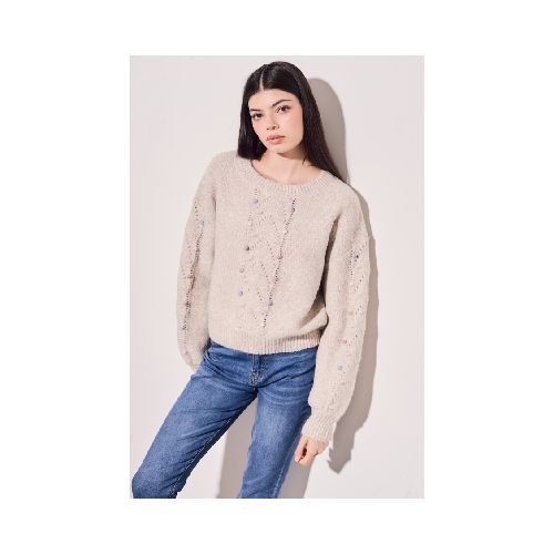 Sweater Texturado - Beige Melange