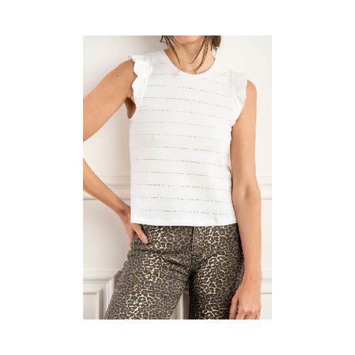 Remera Texturada Manga Tablitas - Blanco