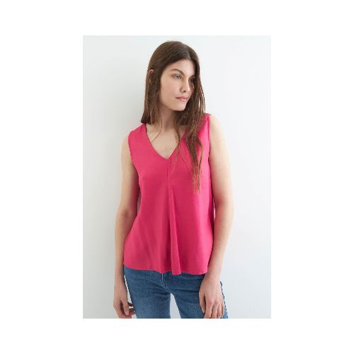 Blusa escote en V - fucsia