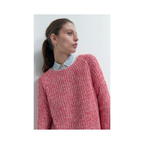 Sweater cinta con ruedo curvo - fucsia