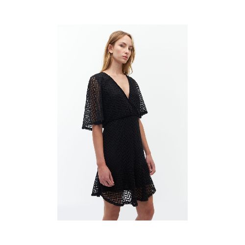 Vestido de encaje escote en V - negro