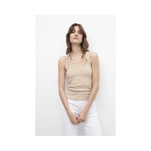 Musculosa canalé rayada - beige