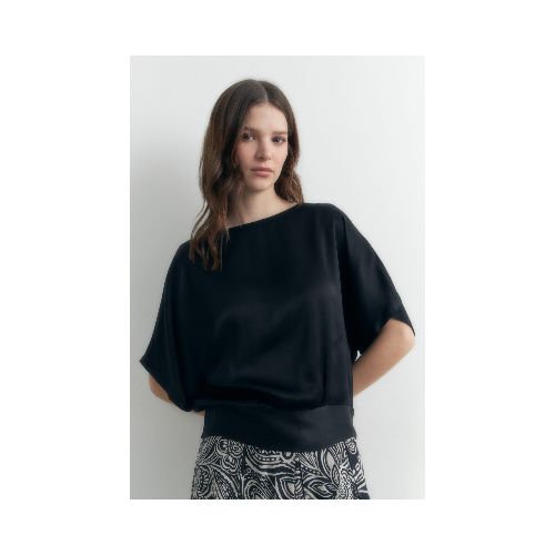 Blusa satinada - negro