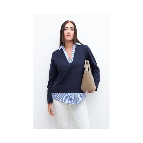 Sweatshirt con camisa - azul marino