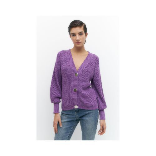 Cardigan con botones - violeta