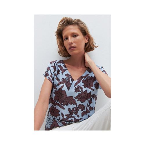 Blusa frente estampado floral - celeste