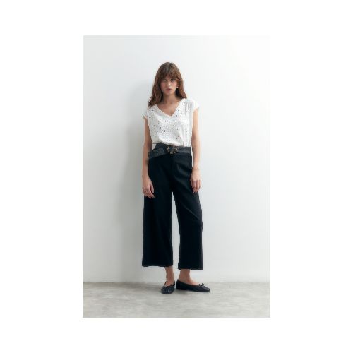 Pantalón culotte pierna ancha - negro