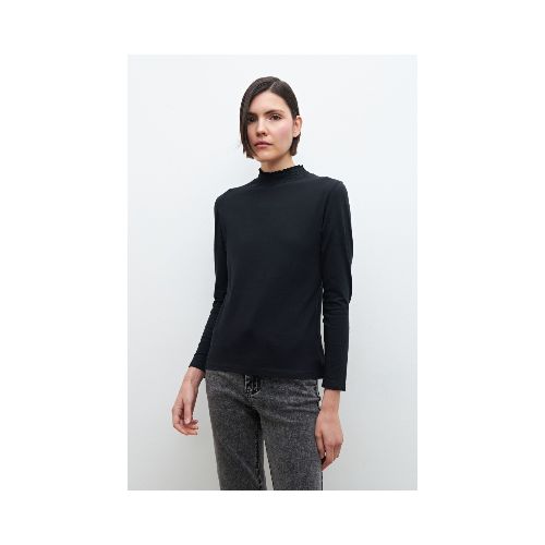 Media polera punto smock - negro