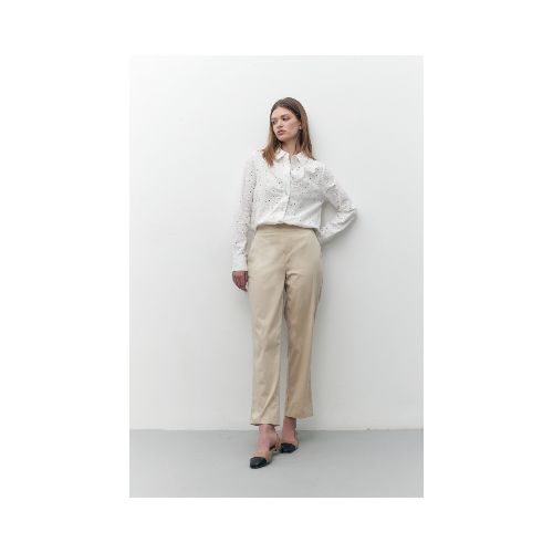 Pantalón recto - beige