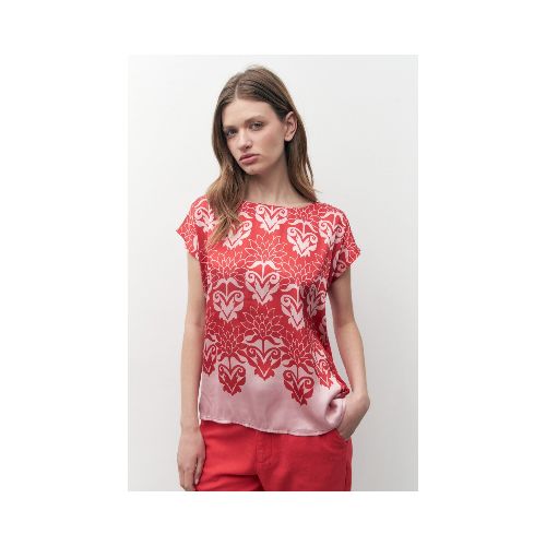 Blusa con estampa bicolor - rojo