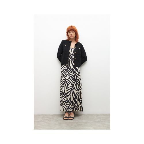 Maxi vestido animal print - negro