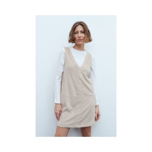 Vestido simil gamuza - beige