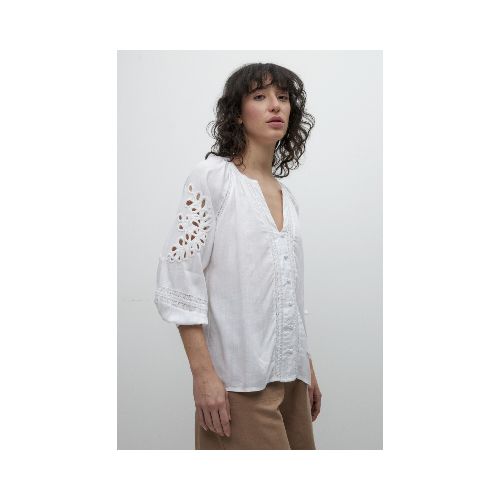 Blusa romántica con botones - crudo