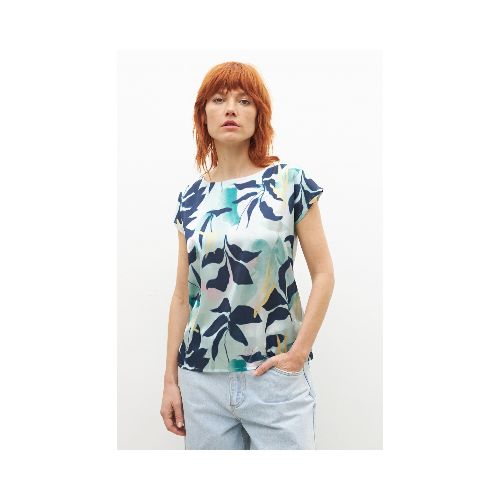 Blusa frente estampado hojas magnolia - verde pastel