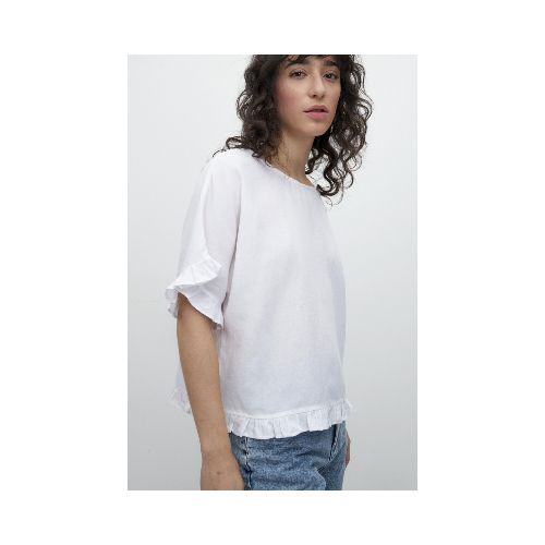 Blusa con volados - blanco