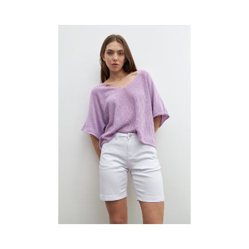 Sweater oversized escote V - lavanda