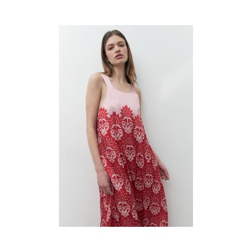 Maxi vestido con estampa bicolor - rojo