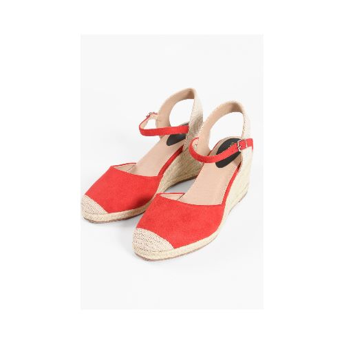 Sandalia con plataforma de yute - rojo