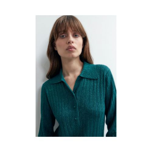 Sweater lurex cuello polo - verde