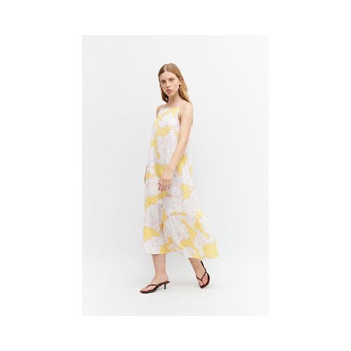 Maxi vestido con estampa floral - amarillo