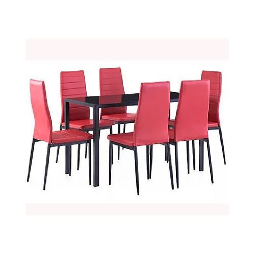 Juego De Comedor 6 Sillas Tapizadas + Mesa Vidrio 130X70 Tiendamax - Tmax