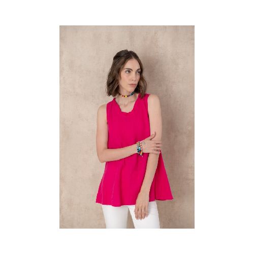 Blusa de lino - Fucsia