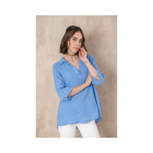 Blusa de lino - Celeste