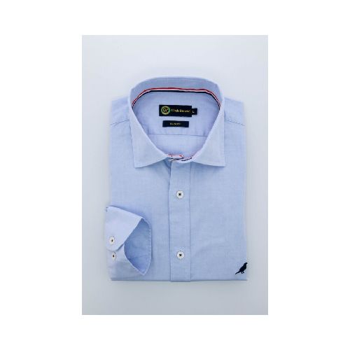 Camisa lisa Slim fit - Celeste