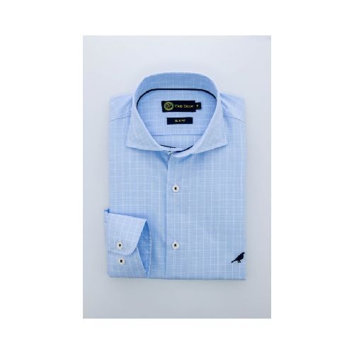 Camisa Slim-Fit Hudson collar - Celeste cuadros