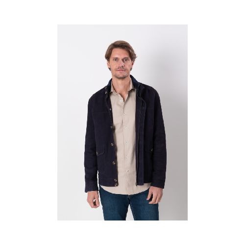 Campera Rib Collar en gamuza - Azul marino