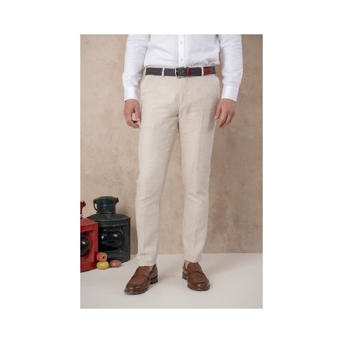 Pantalón de lino Slim Fit - Beige