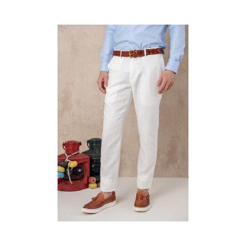 Pantalón lino Slim Fit - Blanco